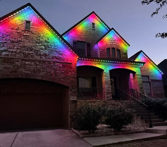 Ashley S.'s rainbow stone home with permanent lighting