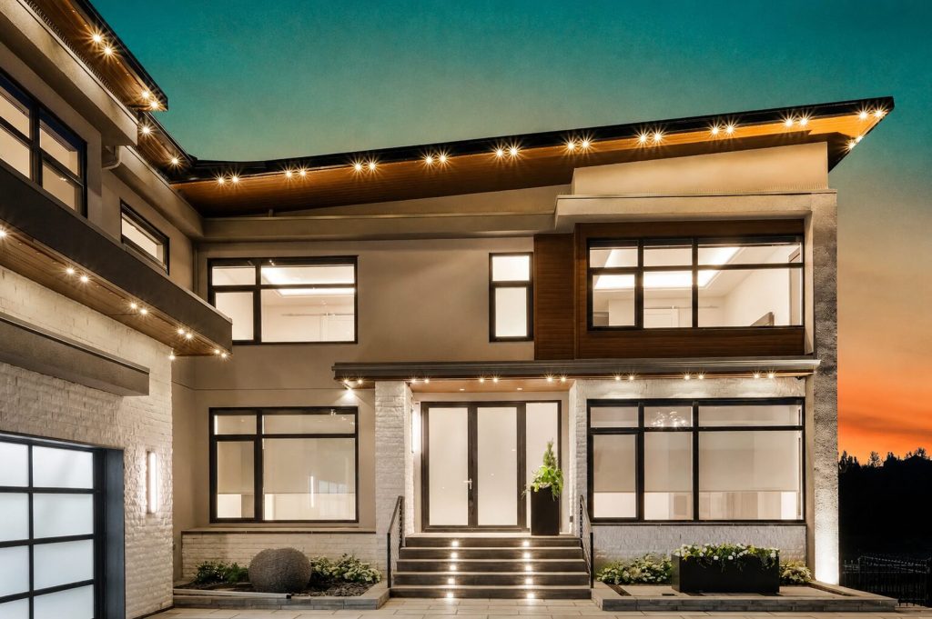 Modern Home at Twilight — Warm White